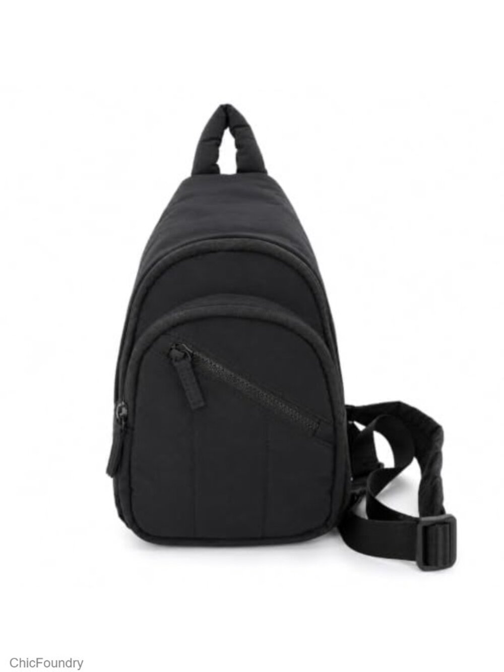 Women's Quilted Nylon Crossbody Sling Bag with Hidden Bottle Pocket RFID